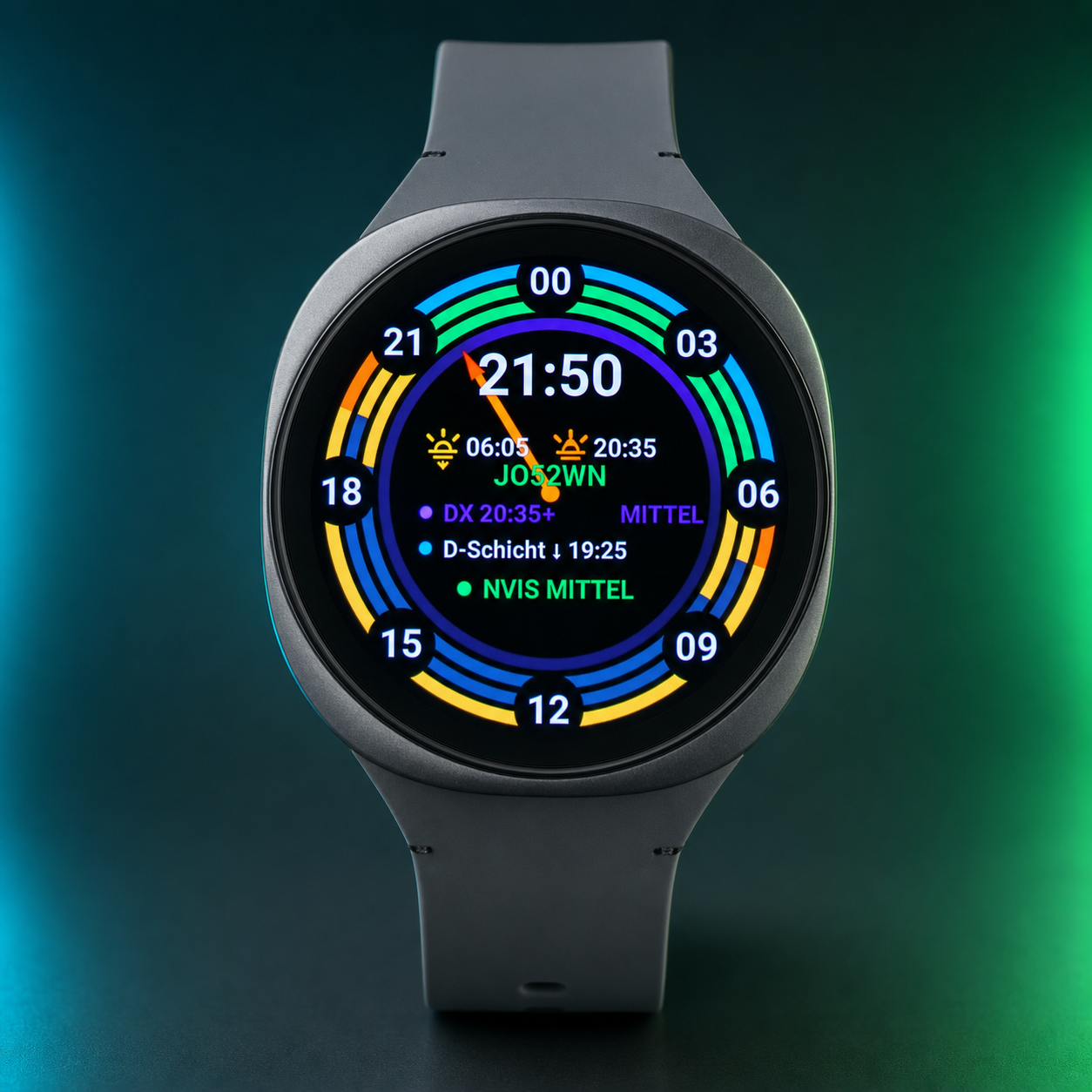Tatsächlich installiertes FUNKPOWER 80m-Uhr Watchface auf einer Samsung Galaxy Watch 8